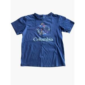 Columbia Blue Graphic Print Crew Neck Short Sleeve T-Shirt Women's XS